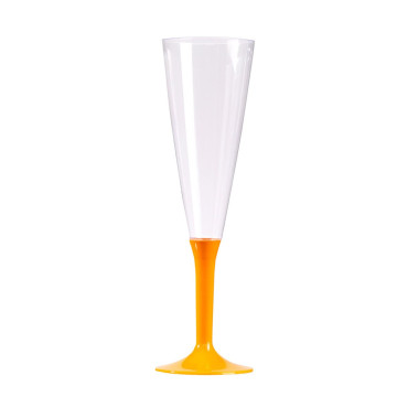 Lot de 10 flûtes à champagne en plastique réutilisable orange