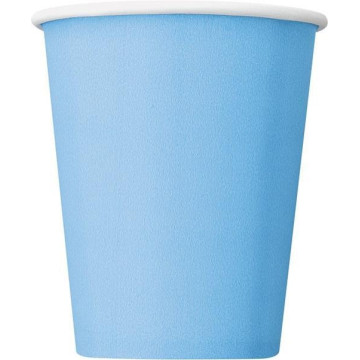 Lot de 50 gobelets jetables en carton bleu clair 20 cl