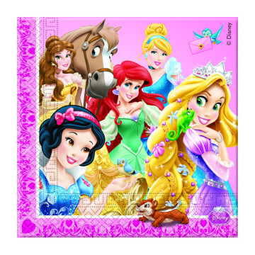 Lot de 20 serviettes jetables Princesses et animaux
