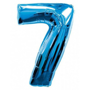 Ballon forme chiffre 7 aluminium bleu