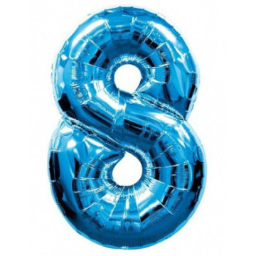 Ballon forme chiffre 8 aluminium bleu