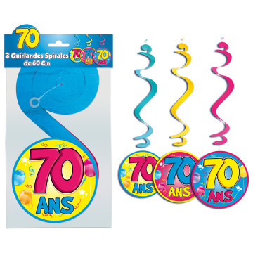 Lot de 3 Suspensions spirale 70 ans