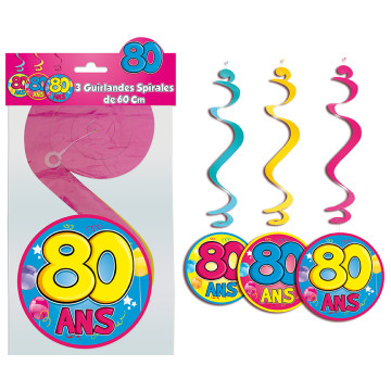 Lot de 3 Suspensions spirale 80 ans