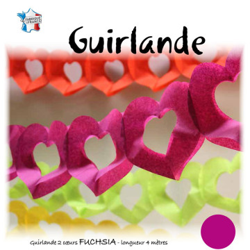 Guirlande 2 cœurs fuschia 4 m