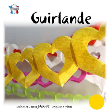 Guirlande 2 cœurs jaunes 4 m