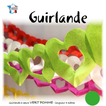 Guirlande 2 cœurs vert pomme 4 m
