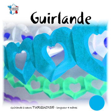 Guirlande 2 cœurs turquoise 4 m