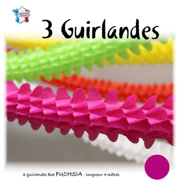 Lot de 3 Guirlandes boa fuschia 2 m