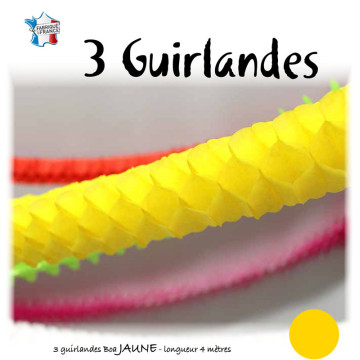 Lot de 3 Guirlandes boa jaune 2 m
