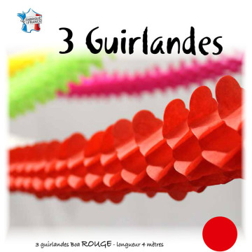 Lot de 3 Guirlandes boa rouge 2 m