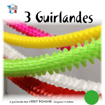 Lot de 3 Guirlandes boa vert pomme 2 m