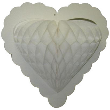Guirlande 10 cœurs blancs alvéolés sur ruban 4 m