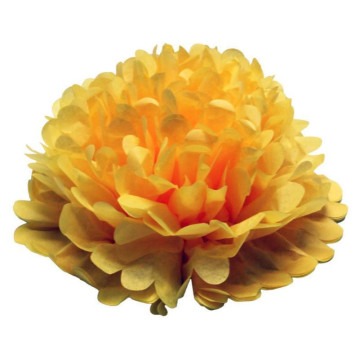 Lot de 3 pompons jaunes déco D 30 cm