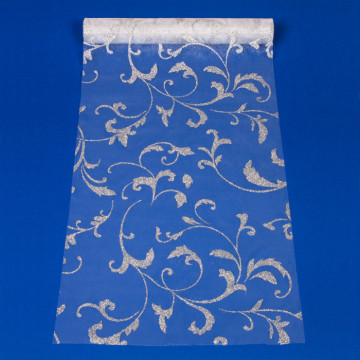 Chemin de table baroque argent 30 cm x 5 m