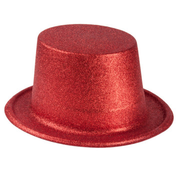 Chapeau haut de forme rouge pailleté