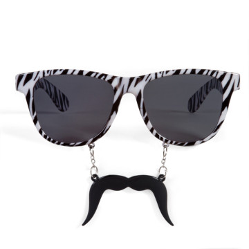 Lunettes zèbre avec moustache noires et blanches