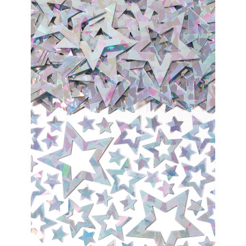 Sachet de confettis Etoile scintillant argent 14 g