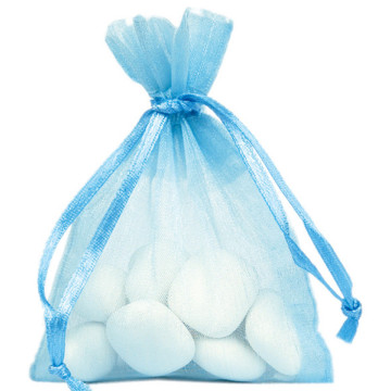 Lot de 10 sachets organdi bleu