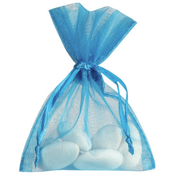 Lot de 10 sachets organdi turquoise