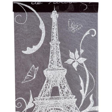 Chemin de table noir Paris 28 cm x 5 m
