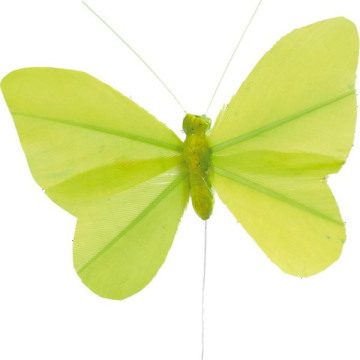 Lot de 6 papillons vert anis sur tige 8,5 x 5 cm