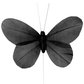 Lot de 6 papillons noirs sur tige 8,5x 5 cm