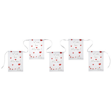Banderole blanche Vive les Mariés 14,5 cm x 20 cm x 6 m