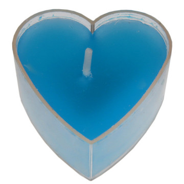 Lot de 4 bougies chauffe-plat cœur turquoise 3,5 x 3,5 cm