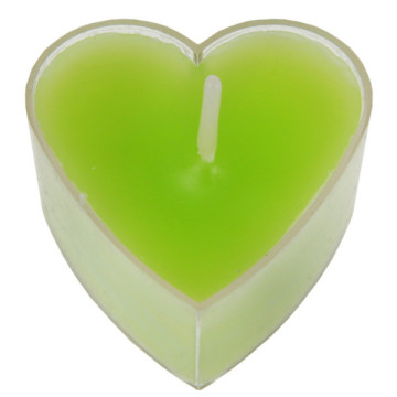 Lot de 4 bougies chauffe-plat cœur vert anis 3,5 x 3,5 cm