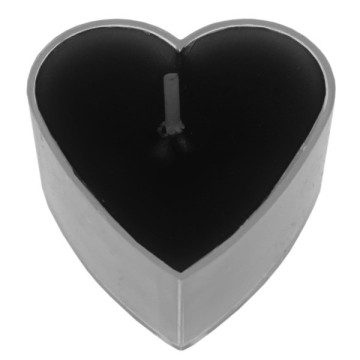 Lot de 4 bougies chauffe-plat cœur noires 3,5 x 3,5 cm
