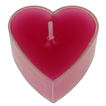 Lot de 4 bougies chauffe-plat cœur fuschia 3,5 x 3,5 cm