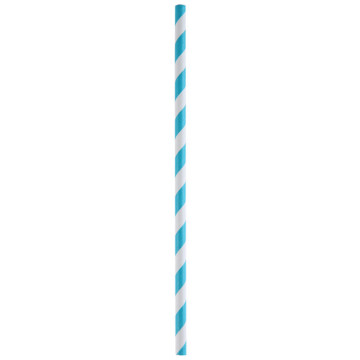 Lot de 20 pailles en carton turquoise à rayures blanches 19,2 x 0,6 cm