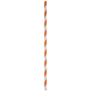 Lot de 20 pailles en carton orange à rayures blanches 19,2 x 0,6 cm