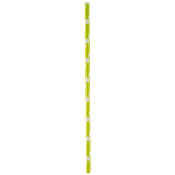Lot de 20 pailles en papier vert anis à pois blancs19,2 x 0,6 cm