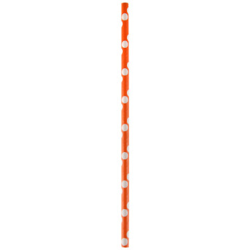 Lot de 20 pailles en papier orange à pois blancs19,2 x 0,6 cm