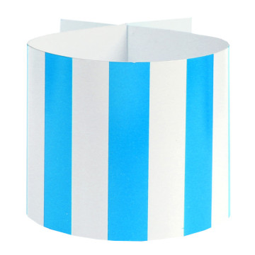 Lot de 6 Ronds de serviettes turquoise à rayures 21 x 4,6 cm