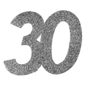 Lot de 6 confettis 30 ans argent 6 x 5 cm