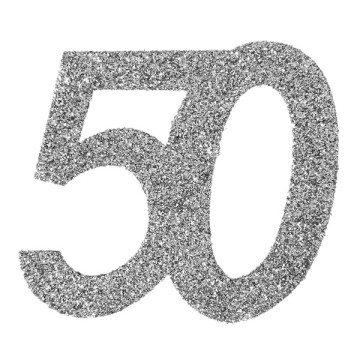Lot de 6 confettis 50 ans argent 6 x 5 cm