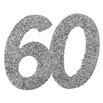 Lot de 6 confettis 60 ans argent 6 x 5 cm