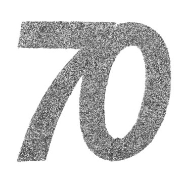 Lot de 6 confettis 70 ans argent 6 x 5 cm