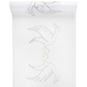 Chemin de table colombes blanc 30 cm x 5 m