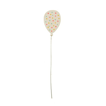 Lot de 6 ballons en bois sur tige blancs à pois