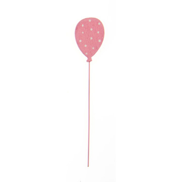Lot de 6 ballons en bois sur tige roses à pois