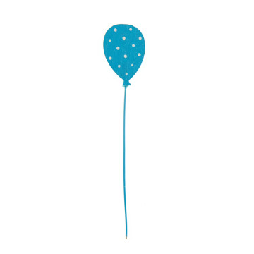 Lot de 6 ballons en bois sur tige turquoise à pois