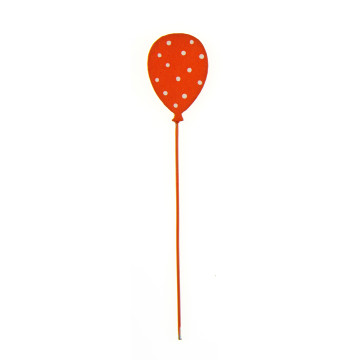 Lot de 6 ballons en bois sur tige orange à pois