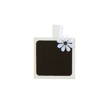 Lot de 4 porte-nom Ardoise carrée blanche sur pince