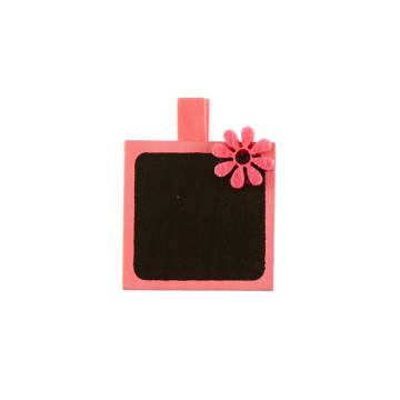 Lot de 4 porte-nom Ardoise carrée rose sur pince