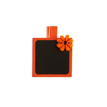 Lot de 4 porte-nom Ardoise carrée orange sur pince