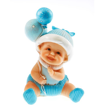 Bébé bleu assis 8,5 x13 cm