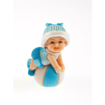 Bébé bleu sur ballon 3,5 x 5,5 cm